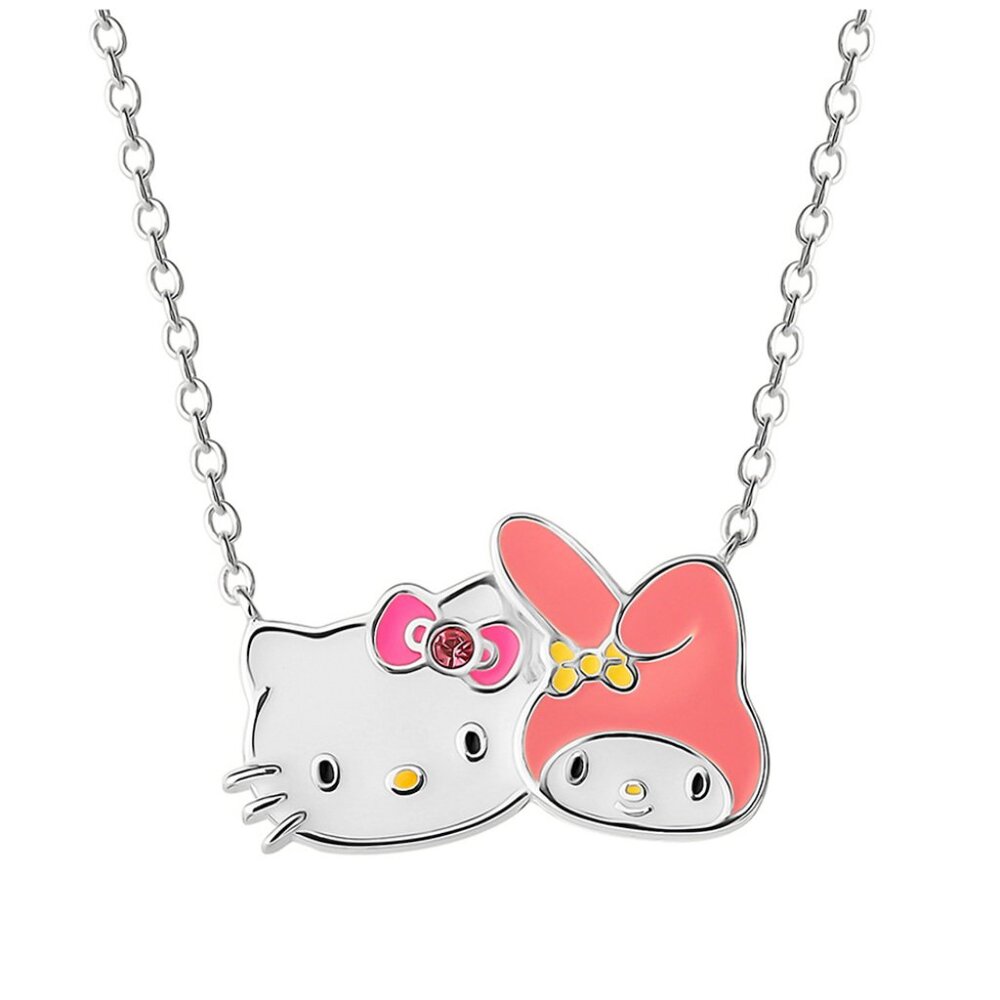 Sanrio Hello Kitty & My Melody Fine Sterling Silver Plated Necklace Gift Girl’s